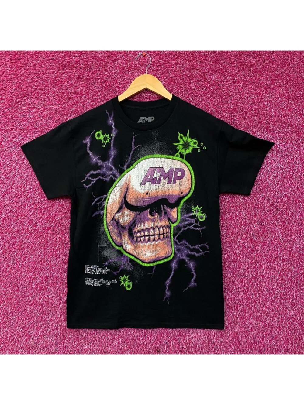 AMP Skull Lightning Black T-Shirt Medium